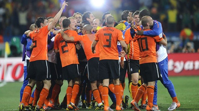 Netherlands players celebrate victory